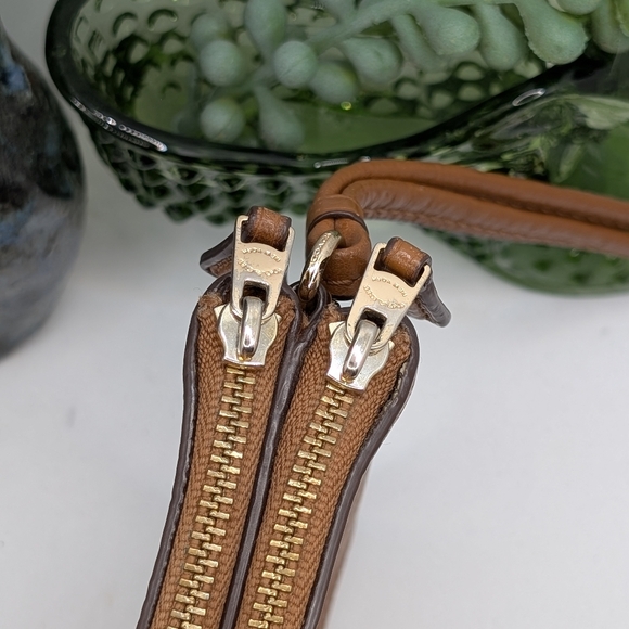 Coach brown Pebbled Leather Double Zip Wristlet - Picture 10 of 10